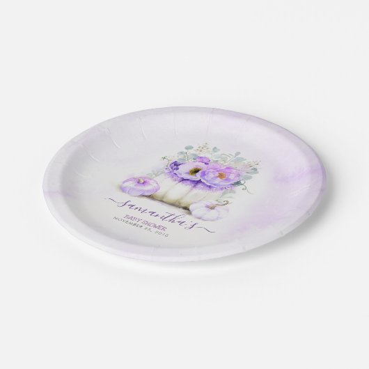 Lila Hochzeit im Herbst Pappteller (Schrägansicht)