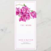 Lila Hochzeit in Bougainvillea Menükarte (Rückseite)