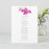Lila Hochzeit in Bougainvillea Menükarte (Stehend Vorderseite)