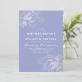 Lila Hochzeit in Gold Foliage Einladung (Stehend Vorderseite)