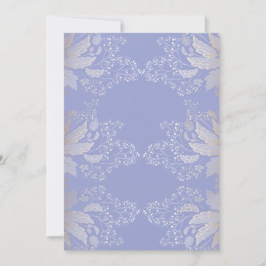 Lila Hochzeit in Gold Foliage Einladung (Rückseite)