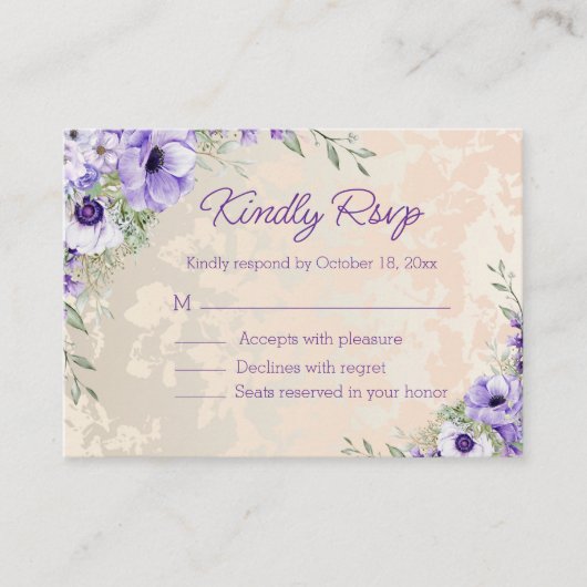 lila Hochzeit in Goldgold uAwg Begleitkarte (Vorderseite)