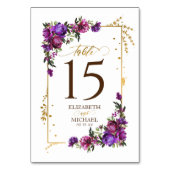 Lila Hochzeit in Hot Pink, Gold Tischnummer (Rückseite)