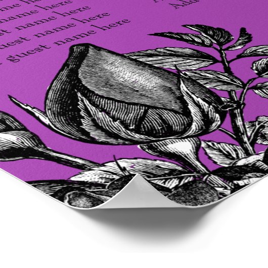 Lila Hochzeit in Schwarz und Weiß Poster (Ecke)