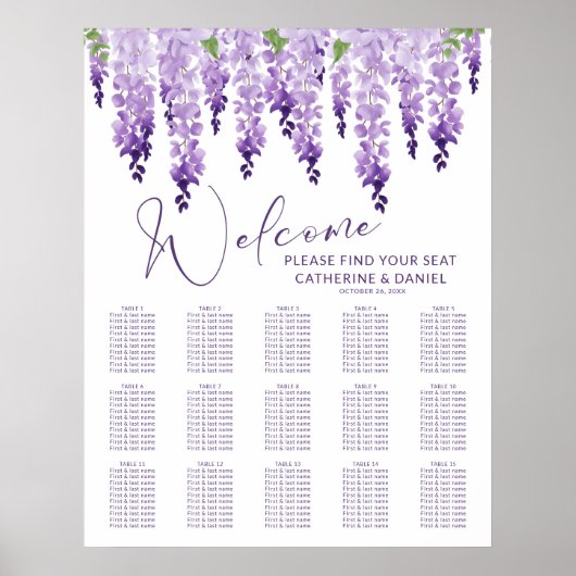 Lila Hochzeit in Watercolor Wisteria Lilac Poster (Vorne)