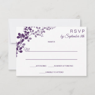 Lila Hochzeit Kleine RSVP / Antwort Postkarte Ra