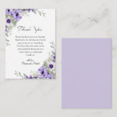 lila Hochzeit mit Aquarellblumen danke Mitteilungskarte (Vorne/Hinten)