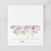 Lila Hochzeit mit Aquarellblumen Platzkarte (Außenseite Aufgefaltet)