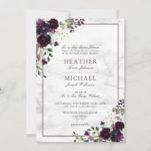Lila Hochzeit mit Blume Einladung (Vorderseite)