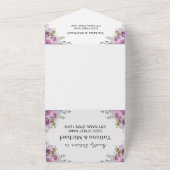 lila Hochzeit mit Blumen All In One Einladung (Außenbereich)
