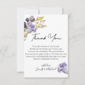 lila Hochzeit mit Blumen Dankeskarte (Vorderseite)