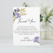 lila Hochzeit mit Blumen Dankeskarte (Stehend Vorderseite)