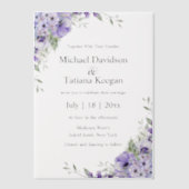 lila Hochzeit mit Blumen Pergament Einladungen (Vorderseite)