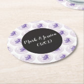 Lila Hochzeit mit Blumengewächsen Runder Pappuntersetzer (Angewinkelt)