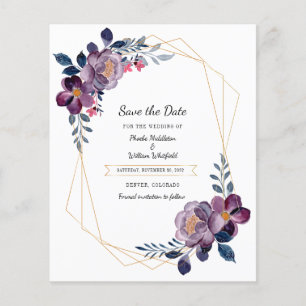 Lila Hochzeit mit Blumengewässer retten das Datum