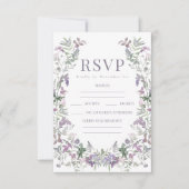 Lila Hochzeit mit Blumenkranz RSVP Karte (Vorderseite)