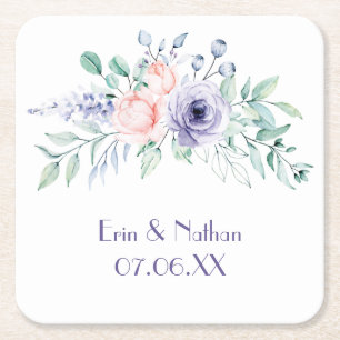 Lila Hochzeit mit Blütenfarbe Rechteckiger Pappuntersetzer