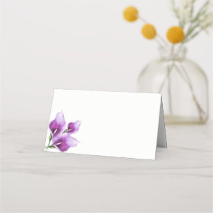 Lila Hochzeit mit Calla Lily Floral Platzkarte