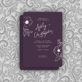 Lila Hochzeit mit dem botanischen Eggplant Einladung