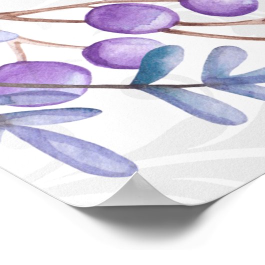 Lila Hochzeit mit Flora und Elegant Damask Poster (Ecke)