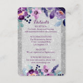 Lila Hochzeit mit Flora und Glitzer Begleitkarte (Vorderseite)