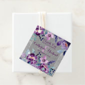 Lila Hochzeit mit Flora und Glitzer Geschenkanhänger (Beispiel)