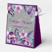 Lila Hochzeit mit Flora und Glitzer Geschenkschachtel (Rückseite)