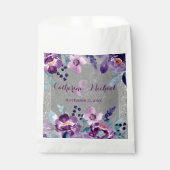 Lila Hochzeit mit Flora und Glitzer Geschenktütchen (Vorderseite)