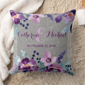 Lila Hochzeit mit Flora und Glitzer Kissen (Decke)