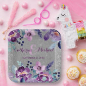 Lila Hochzeit mit Flora und Glitzer Pappteller (Party)