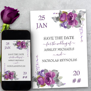 Lila Hochzeit mit Floral und Confetti Save The Date