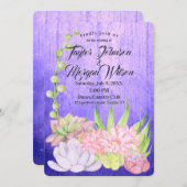 Lila Hochzeit mit magischen Wasserfarben Einladung (Vorne/Hinten)