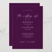 Lila Hochzeit mit Minimalistischer Schrift Einladung (Vorne/Hinten)