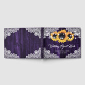 Lila Hochzeit mit rustikalem Holz Gästebuch (Voll)