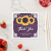 Lila Hochzeit mit rustikalem Holz Serviette (Beispiel)