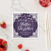 Lila Hochzeit mit rustikalem Holz Serviette (Beispiel)
