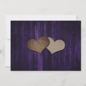 Lila Hochzeit mit rustikalen Holzstrohleuchten Save The Date (Rückseite)