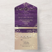 Lila Hochzeit mit rustikalen String-Lichtern All In One Einladung (Innen Boden)