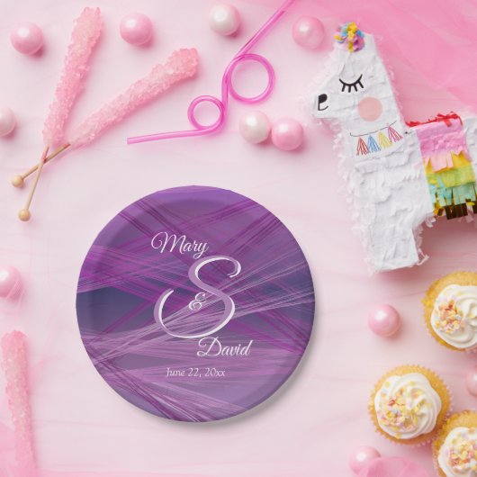 Lila Hochzeit Pappteller (Party)