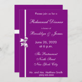 Lila Hochzeit Probe Dinner Einladungen Bow (Vorne/Hinten)