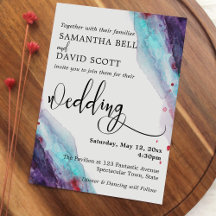 Lila Hochzeit, Rot und Aqua Wasserfarbe Moderne Ho