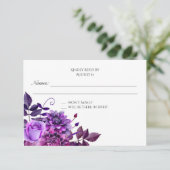 Lila Hochzeit rsvp Floral Reply Blume Reaktion (Stehend Vorderseite)