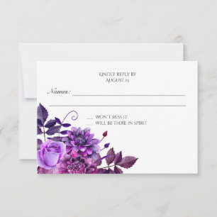 Lila Hochzeit RSVP Florale Antwort Blumen Antwort