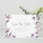 Lila Hochzeit Save The Date (Stehend Vorderseite)