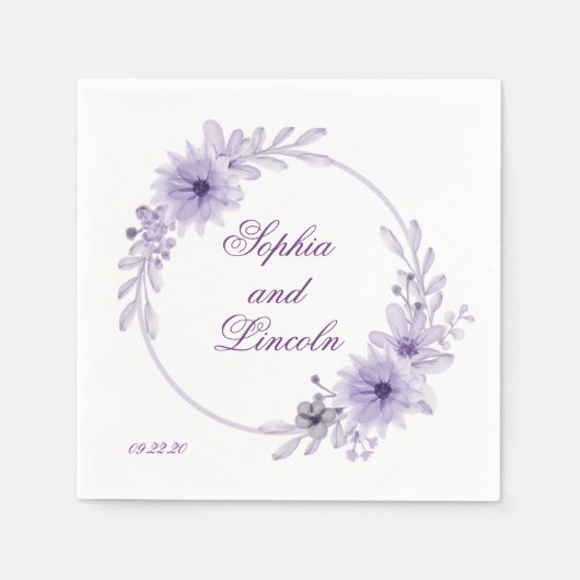 Lila Hochzeit Serviette (Vorderseite)