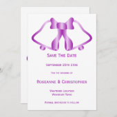 Lila Hochzeit Sichern Sie die Datumskartenglocken Save The Date (Vorne/Hinten)