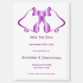 Lila Hochzeit Speichern Sie das Date Magnet Bells