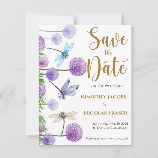 Lila Hochzeit speichern Sie das Datum Save The Date (Vorderseite)