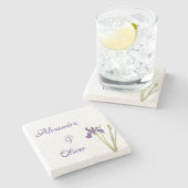 Lila Hochzeit und Goldmedaille Steinuntersetzer (Seitenansicht)