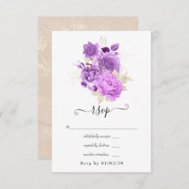 Lila Hochzeit und Hochzeit von Elfenbein RSVP Karte